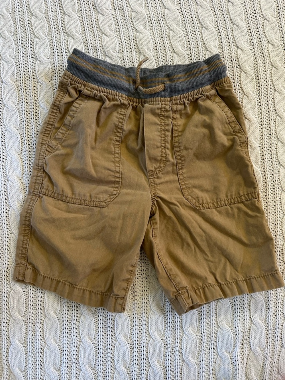 OshKosh B'gosh Tan Shorts with Striped Elastic Waistband